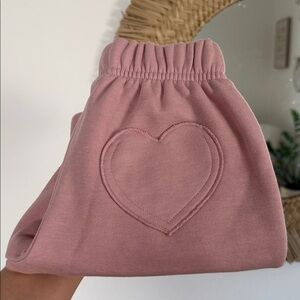 Heart Detail Pocket Pink Jogger Bottoms - Soft Elastic Waist